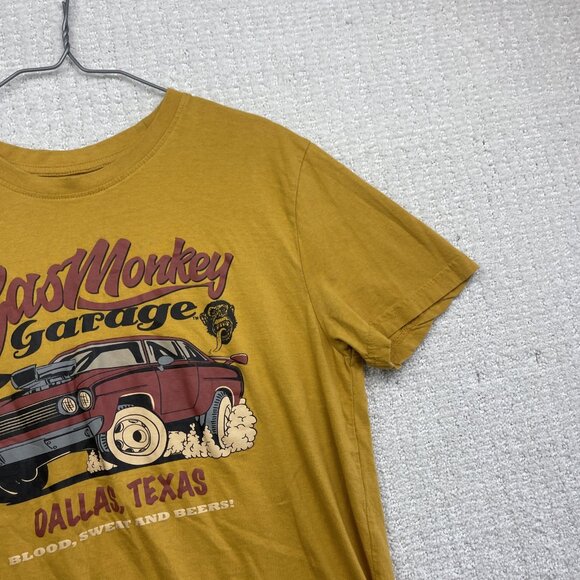 Gas Monkey Garage T-Shirt Yellow Short Sleeve Racing Y2K Hot Rods Men’s L* - Picture 3 of 8